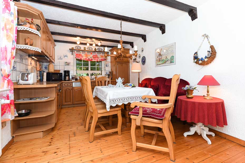 Ferienhaus „Lüdtstede“ - Wohnzimmer mit integriertem Küchenbereich