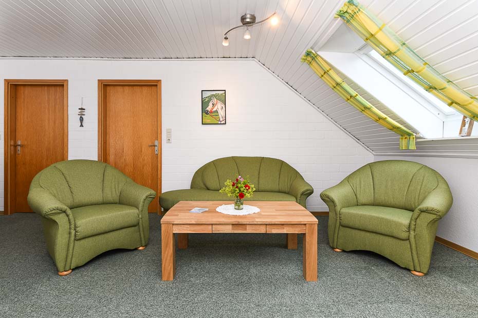 Ferienwohnung „Seediek“ - Wohnzimmer mit integriertem Küchenbereich