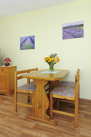 Ferienwohnung „Deich“ - Wohnzimmer mit integriertem Küchenbereich