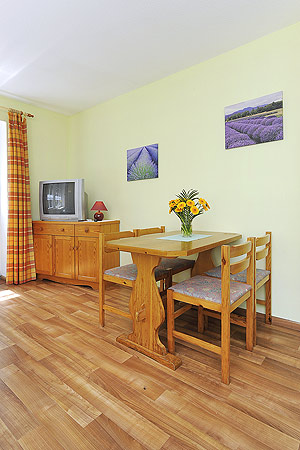 Ferienwohnung „Deich“ - Wohnzimmer mit integriertem Küchenbereich