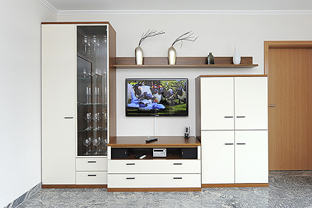 Ferienwohnung „Obertor“ - Wohnzimmer mit integriertem Küchenbereich