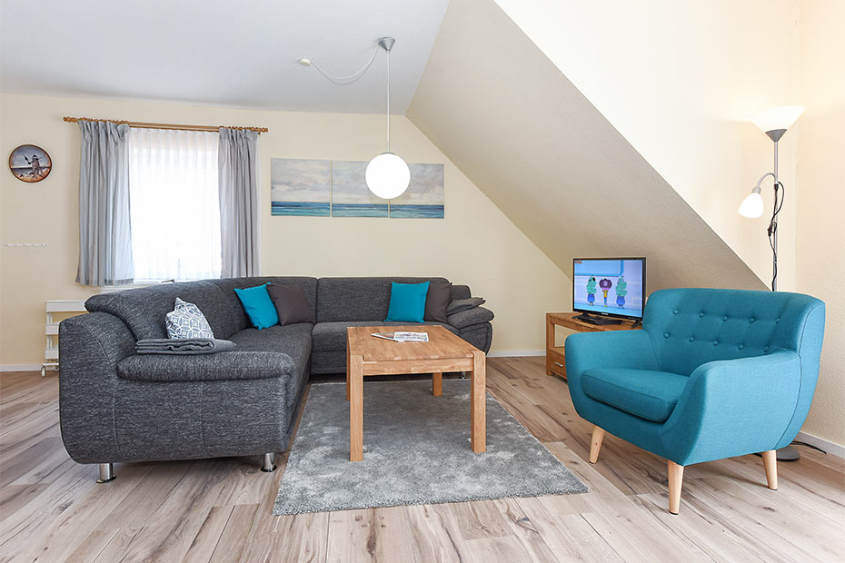 Ferienwohnung „Deichsegler“ - Wohnraum mit integrierter Küche