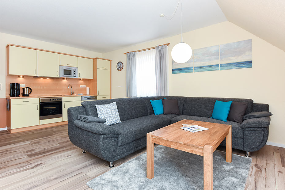 Ferienwohnung „Deichsegler“ - Wohnraum mit integrierter Küche