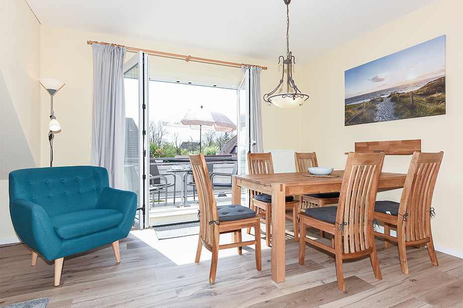 Ferienwohnung „Deichsegler“ - Wohnraum mit integrierter Küche