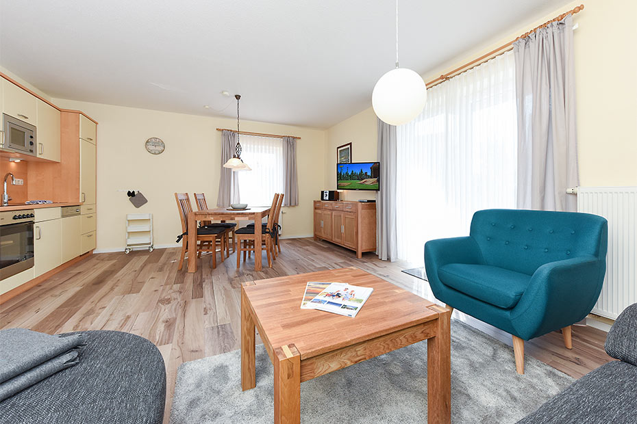 Ferienwohnung „Seekieker“ - Wohnraum mit integrierter Küche