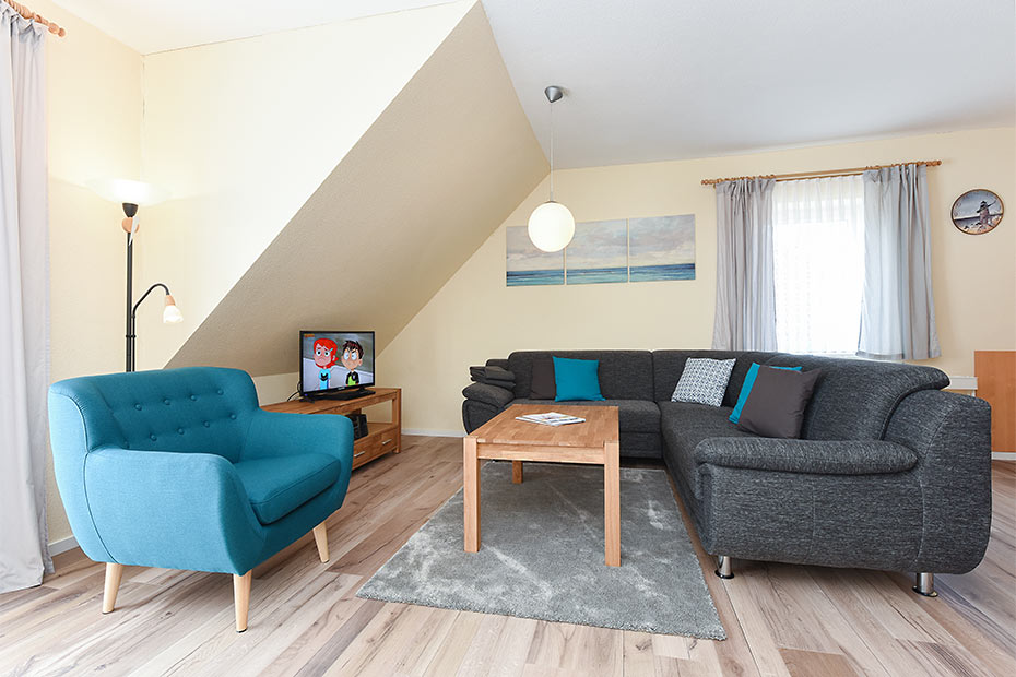 Ferienwohnung „Weitblick“ - Wohnraum mit integrierter Küche