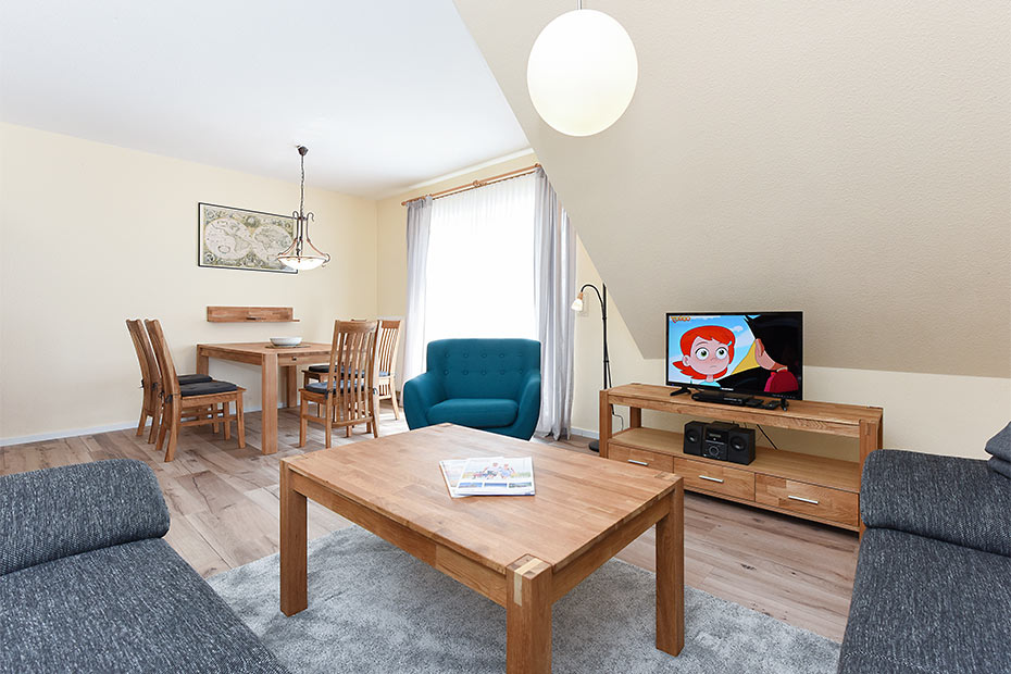 Ferienwohnung „Weitblick“ - Wohnraum mit integrierter Küche