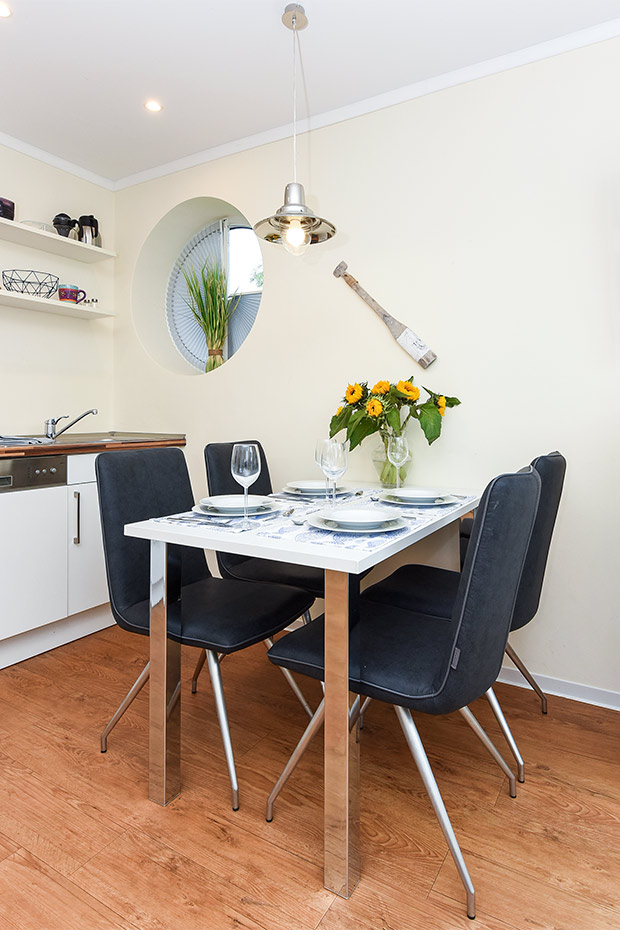 Ferienwohnung „Leif Eriksson“ - Wohnraum mit integrierter Küche