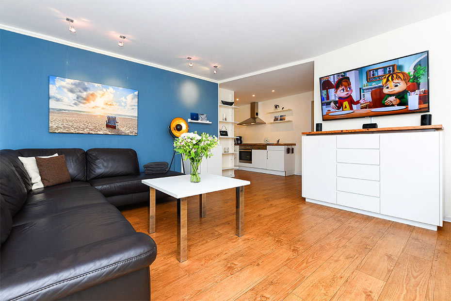 Ferienwohnung „Roald Amundsen“ - Wohnraum mit integrierter Küche