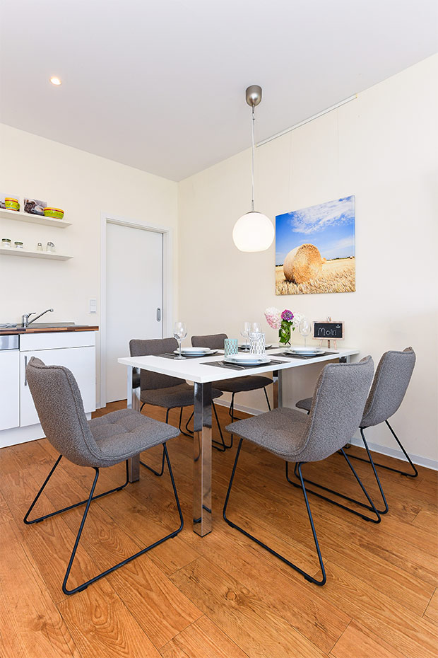 Ferienwohnung „Willem Barents“ - Wohnraum mit integrierter Küche