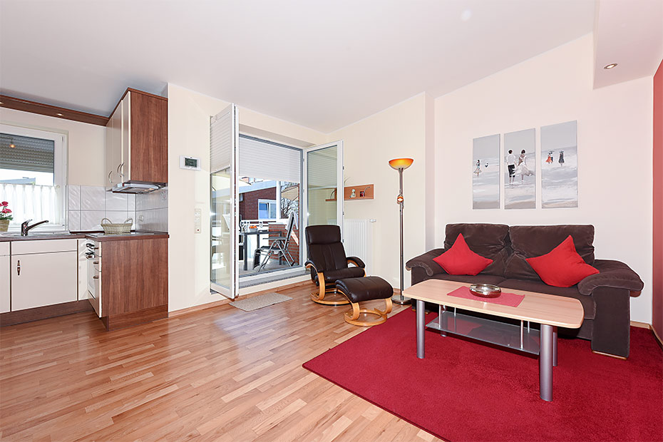 Ferienwohnung 10 - Wohnraum mit integrierter Küche