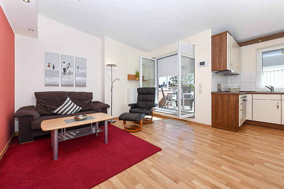 Ferienwohnung 9 - Wohnraum mit integrierter Küche