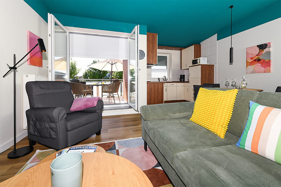 Ferienwohnung 9 - Wohnraum mit integrierter Küche