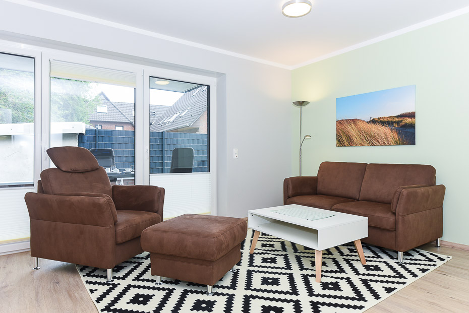 Ferienwohnung 14 - Wohnzimmer mit integriertem Küchenbereich