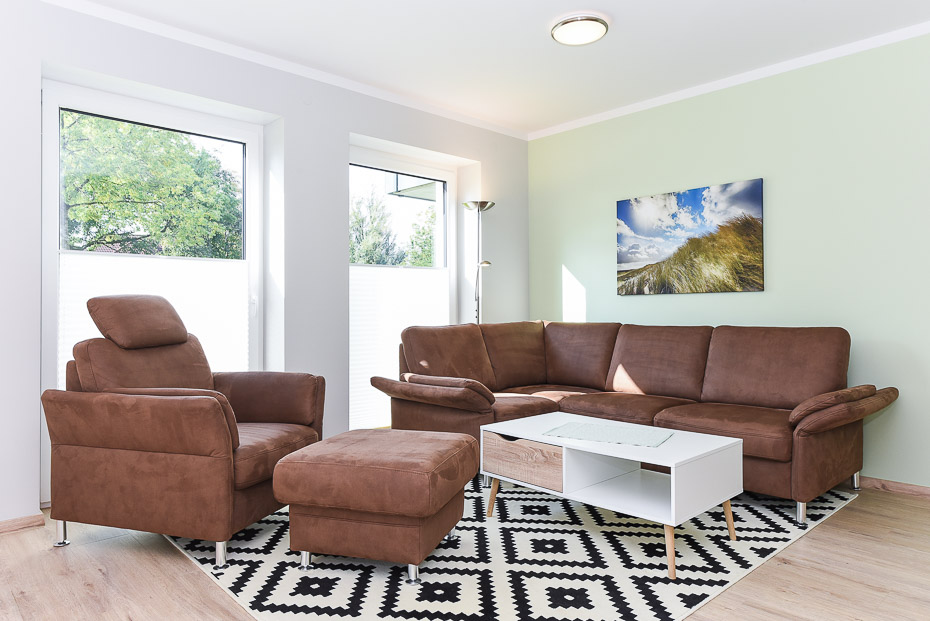 Ferienwohnung 15 - Wohnzimmer mit integriertem Küchenbereich