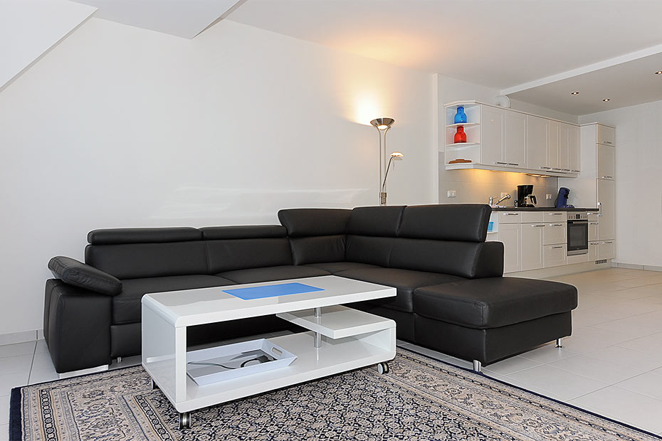 Ferienwohnung „Benser Nest“ - Wohnzimmer mit integriertem Küchenbereich