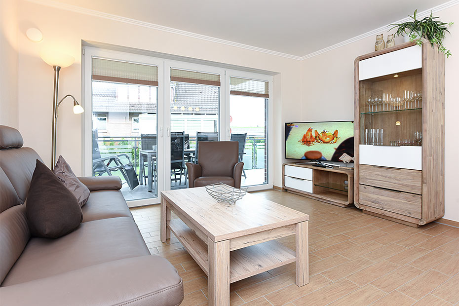 Ferienwohnung „Hessentor“ - Wohnzimmer mit integriertem Küchenbereich
