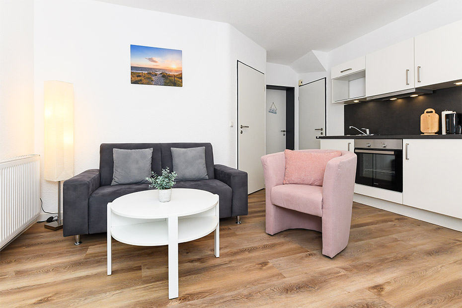Ferienwohnung „Ebbe“ (3) - Wohnraum mit integrierter Küche