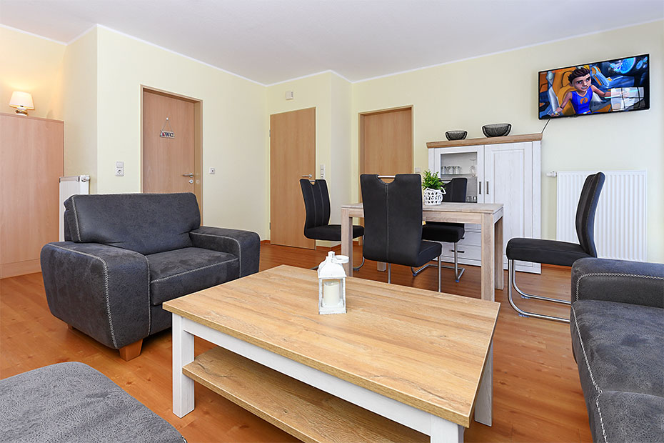 Ferienwohnung „Flut“ - Wohnraum mit integrierter Küche