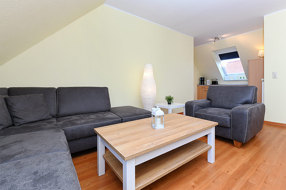 Ferienwohnung „Flut“ - Wohnraum mit integrierter Küche