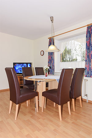 Ferienwohnung 1 - Wohnzimmer mit integriertem Küchenbereich