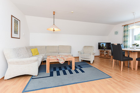 Ferienwohnung 3 - Wohnzimmer mit integriertem Küchenbereich