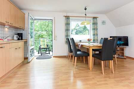 Ferienwohnung 4 - Wohnzimmer mit integriertem Küchenbereich