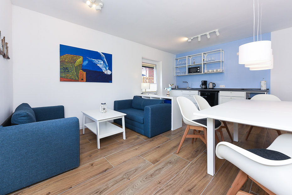 Ferienwohnung 5 - Wohnzimmer mit integriertem Küchenbereich