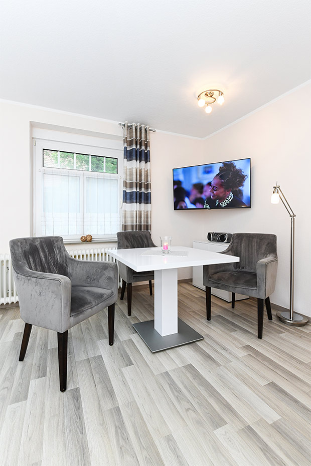 Apartment 15 - Wohn- und Schlafraum mit räumlich abgeteiltem Küchenbereich