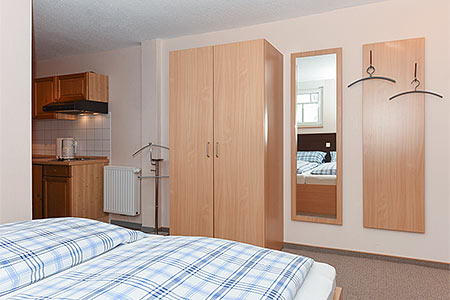 Apartment 17 - Wohn- und Schlafraum mit räumlich abgeteiltem Küchenbereich