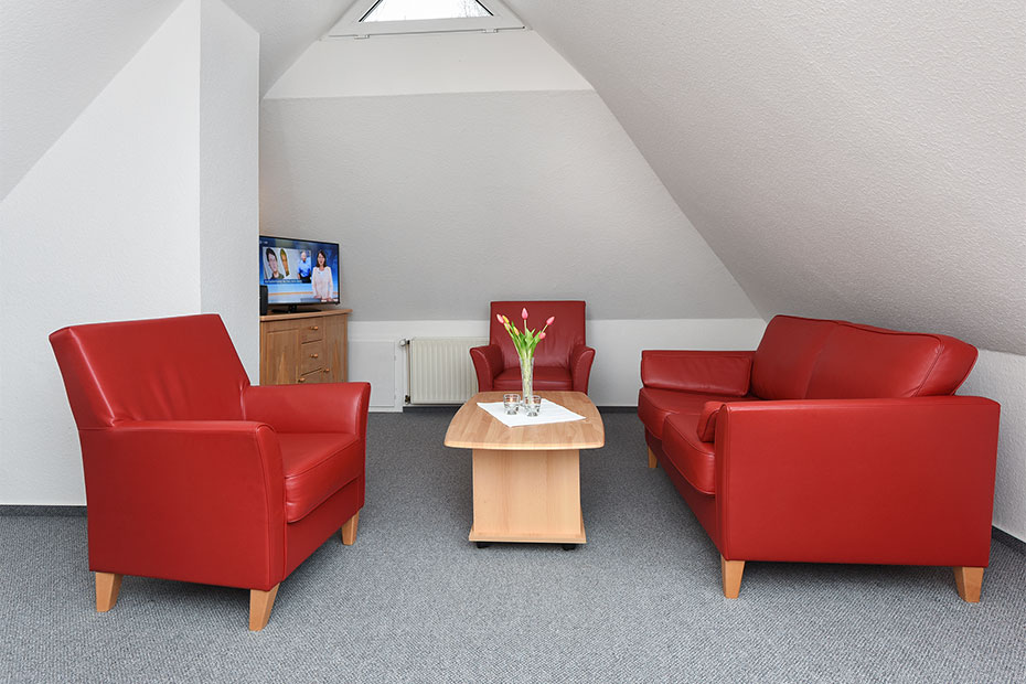 Apartment „Studio Deichblick“ - Wohn- und Schlafraum mit integriertem Küchenbereich