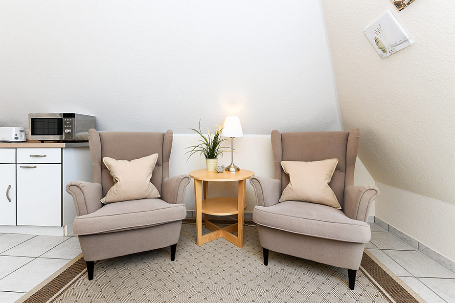 Apartment „Memmert“ - Wohn- und Schlafraum mit integriertem Küchenbereich