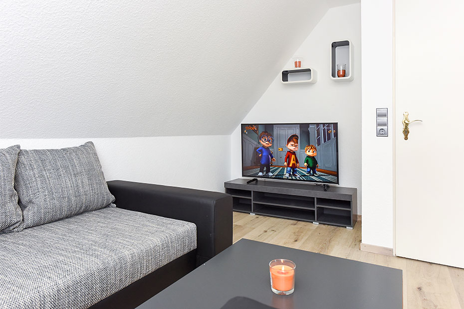 Ferienwohnung 2 - Wohnzimmer mit integriertem Küchenbereich