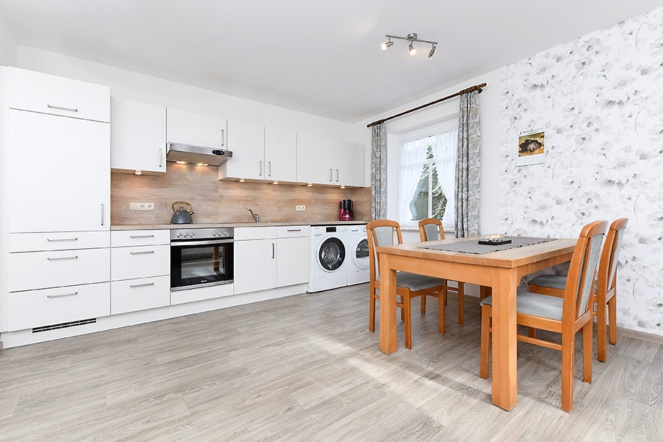 Ferienwohnung „Unten“ - Wohnzimmer mit integriertem Küchenbereich