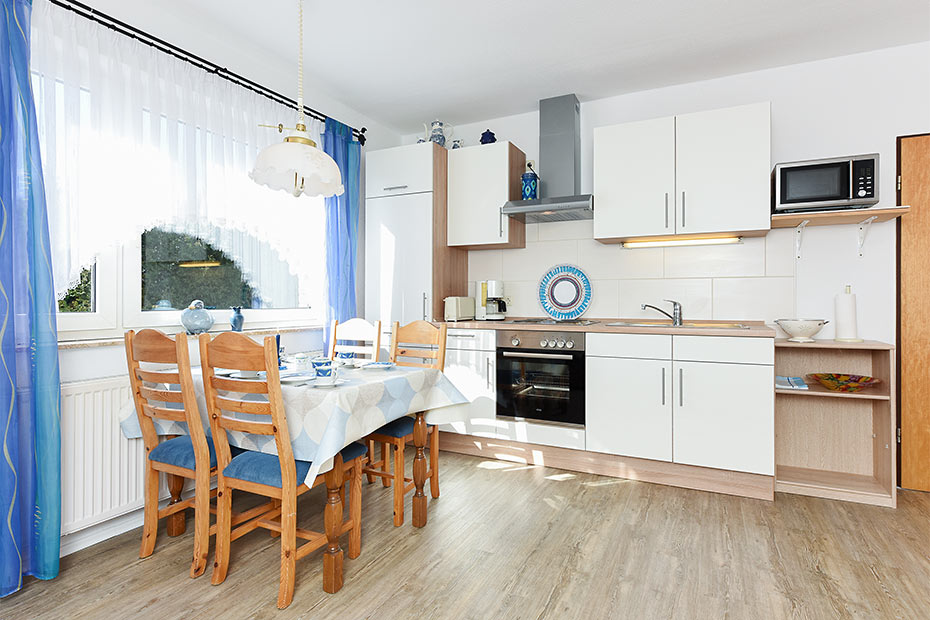 Ferienwohnung 1 - Wohnzimmer mit integriertem Küchenbereich