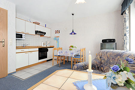 Ferienwohnung 3 - Wohnzimmer mit integriertem Küchenbereich