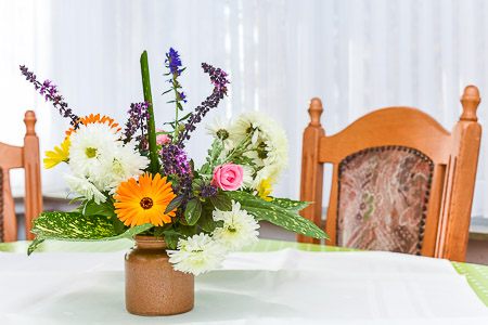 Ferienwohnung „Kiebitznest“ - Wohnzimmer mit integriertem Küchenbereich