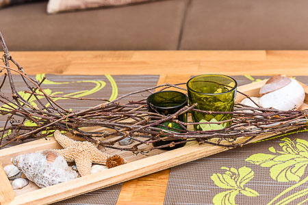 Ferienwohnung „Kiebitznest“ - Wohnzimmer mit integriertem Küchenbereich