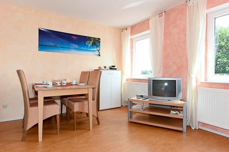 Ferienwohnung „Aike“ - Wohnzimmer mit integriertem Küchenbereich