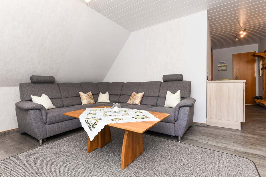 Ferienwohnung groß - Wohnzimmer mit integriertem Küchenbereich