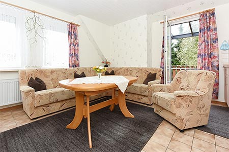 Ferienwohnung klein - Wohnzimmer mit integriertem Küchenbereich