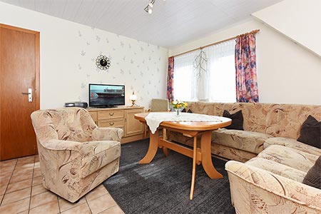 Ferienwohnung klein - Wohnzimmer mit integriertem Küchenbereich