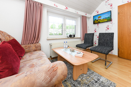 Ferienwohnung I - Wohnzimmer mit integriertem Küchenbereich