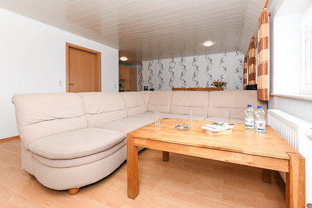 Ferienwohnung V - Wohnzimmer mit integriertem Küchenbereich