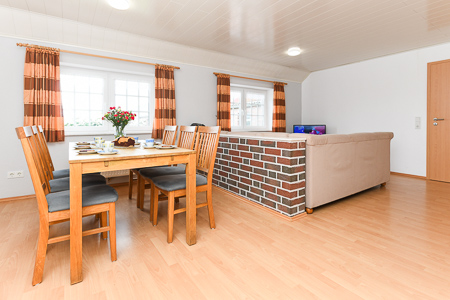 Ferienwohnung V - Wohnzimmer mit integriertem Küchenbereich