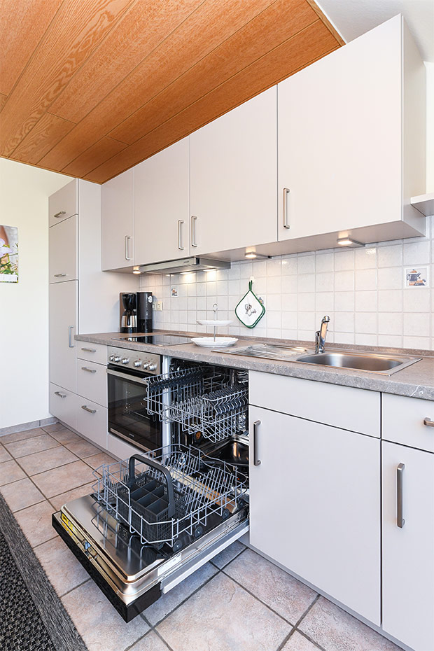 Ferienwohnung 1 - Wohnzimmer mit integriertem Küchenbereich