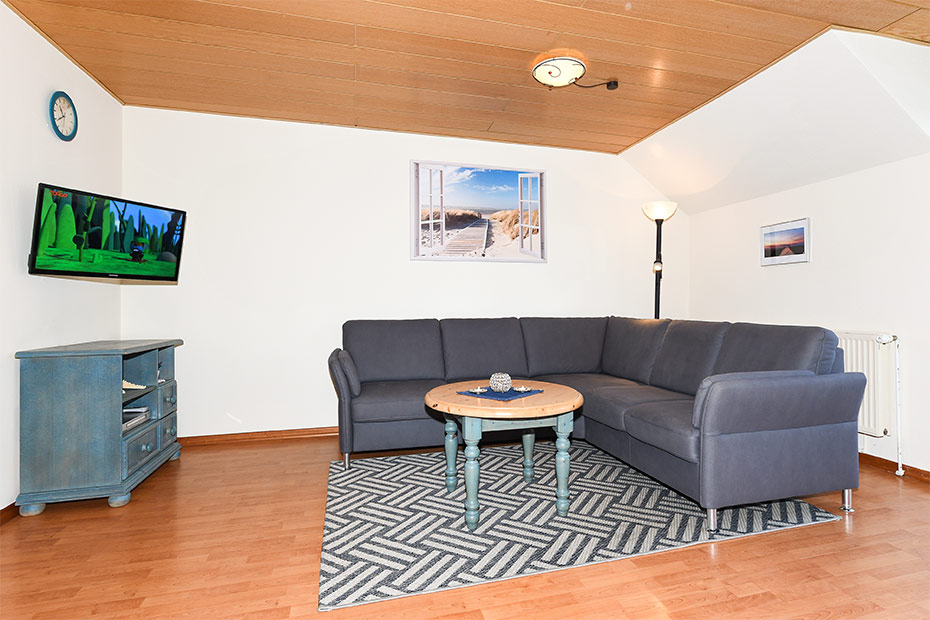 Ferienwohnung 2 - Wohnzimmer mit integriertem Küchenbereich