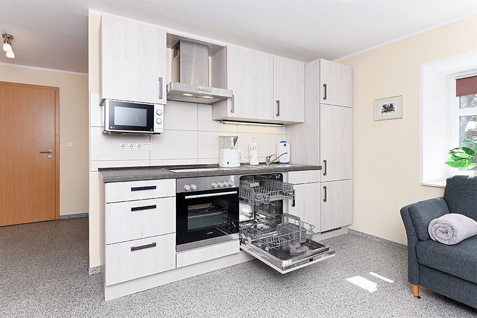 Ferienwohnung 3 - Wohnzimmer mit integriertem Küchenbereich