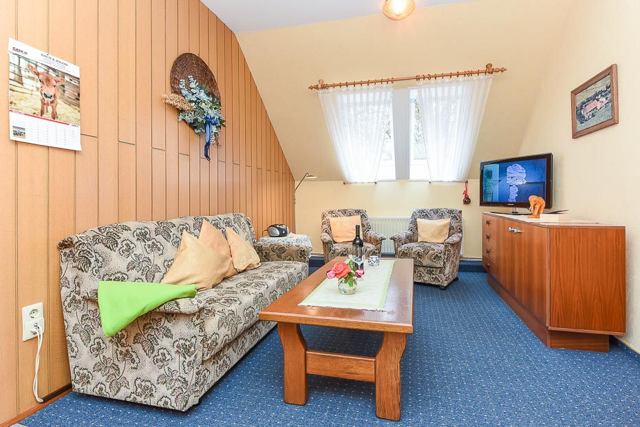 Ferienwohnung „Deichblick“ - Wohnraum mit integrierter Küche