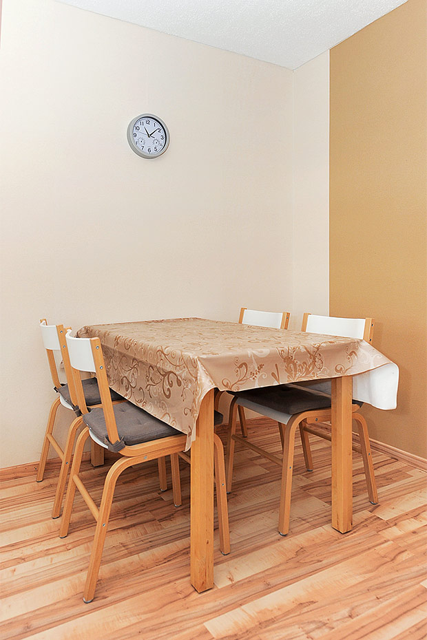 Ferienwohnung „Wattwurm“ (Nr. 6) - Wohnzimmer mit integriertem Küchenbereich